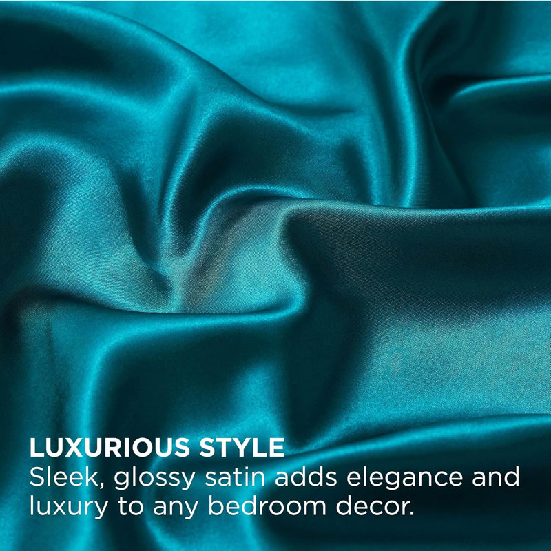Bedsure Sateen Fitted Sheet GentleSoft™️, Enamel Blue, Queen Fitted Sheet