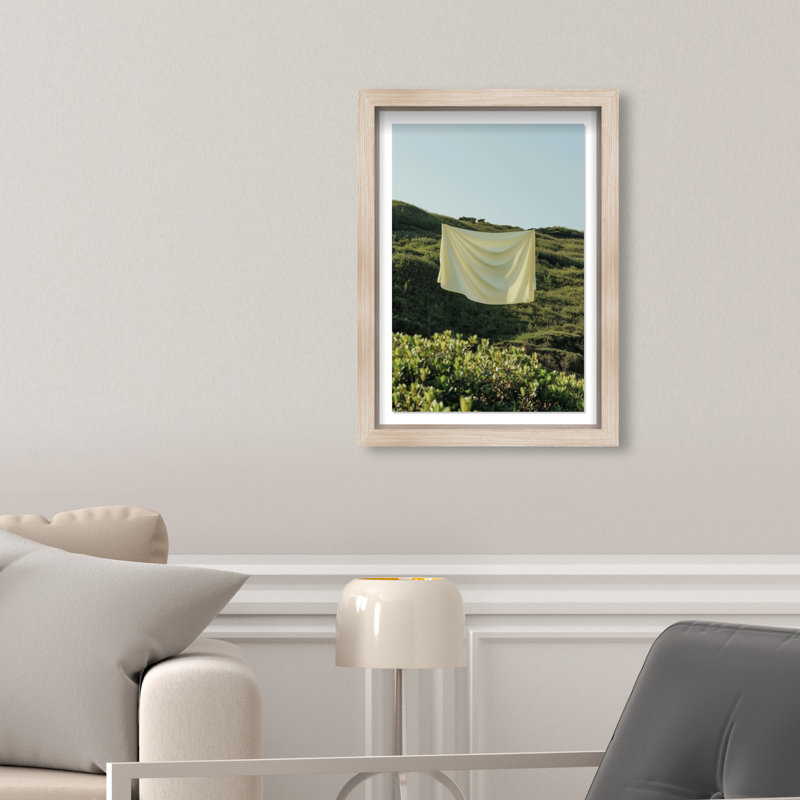 Floating Cotton II Shadowbox Bath & Laundry Print by Oliver Gal, Black Frame, 10 x 15, 37.5"H x 25.5"W, Natural Oak Shadowbox