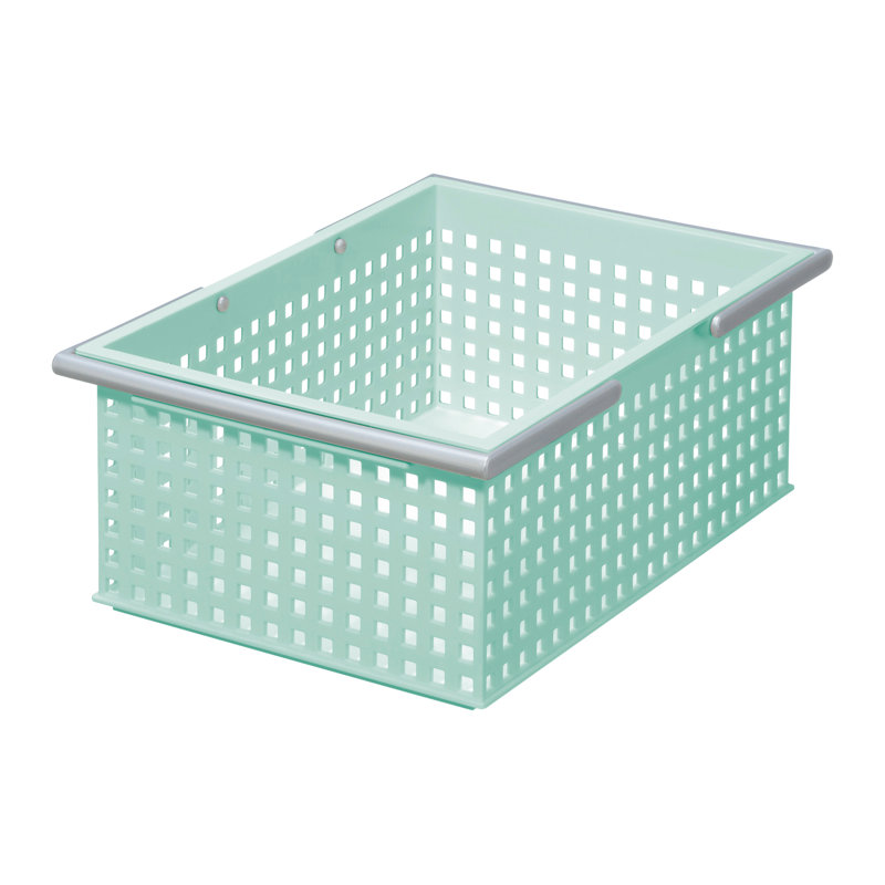 Like-it Plastic Storage Basket Gray Large Stacking Tote Basket for Craft and Bathroom Set of 2, Gray