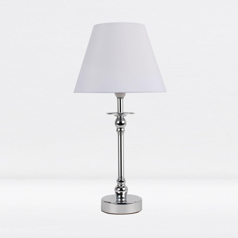 Lamons Metal Table Lamp, White, Polished Chrome
