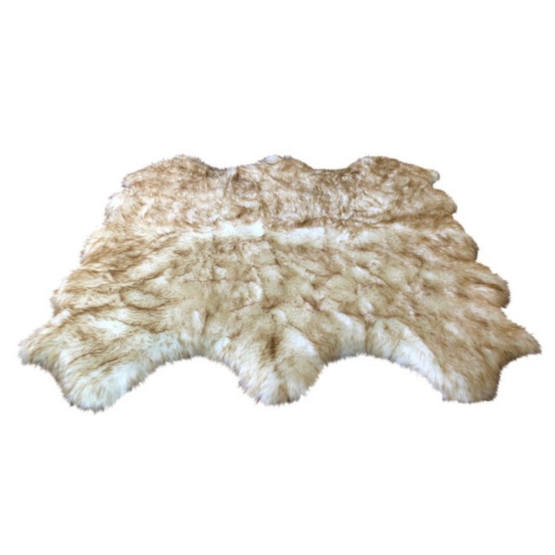 Tapis beige en peau de mouton à poil long fabriqué à la main Wick St Lawrence, Nouveauté 5 pi 7 po x 5 pi