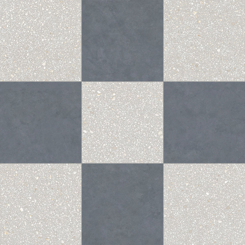 Lithos 12X12 Checkerboard Gris And Cobalto, Gris/Cobalto