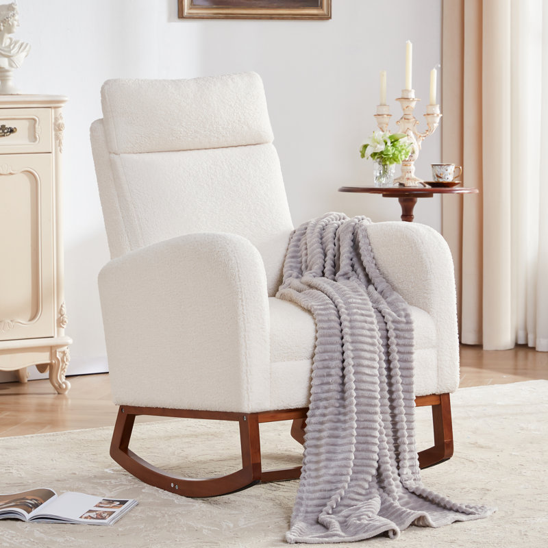 Chaise berçante avec repose-pieds Teedy, Teddy White
