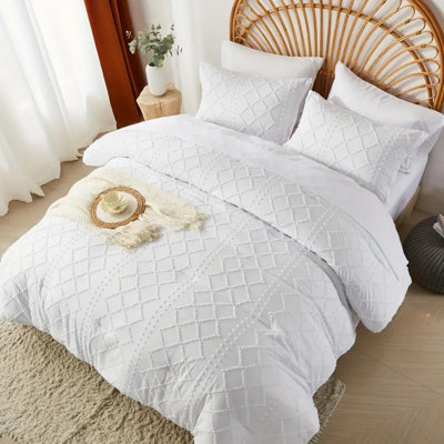 Ensemble d'édredon et de draps 7 pièces Boho Diamond Stripe, doux, léger, respirant et hypoallergénique