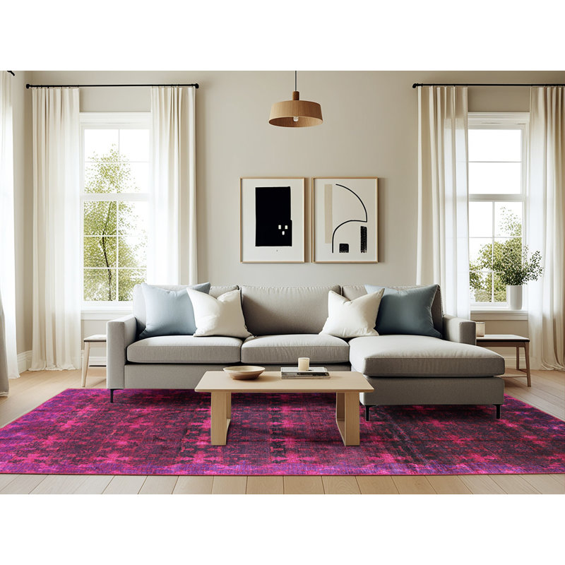 Tapis oriental noir / mauve, Rectangle 6 pi x 9 pi