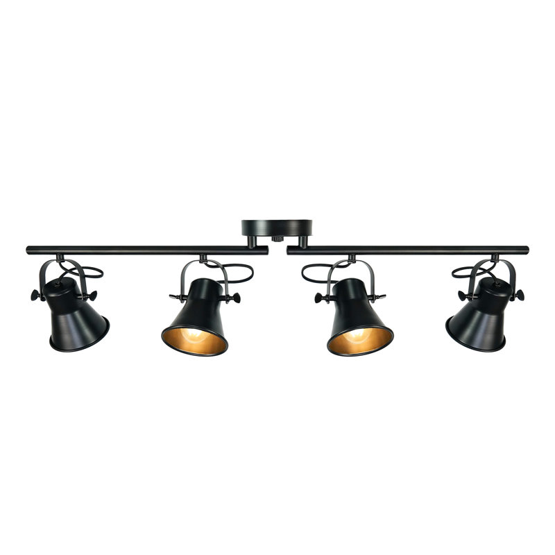 37'' 4 -Light Track Kit Track Lighting Fixtures Ceiling Track Light with Dimmable Adjustable Head