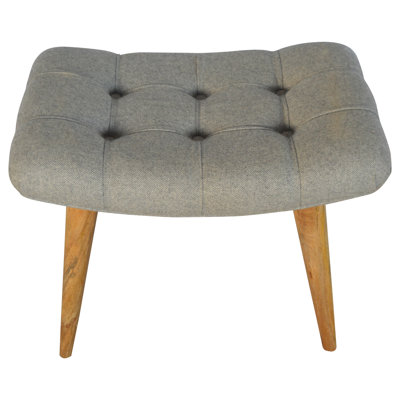Grey Tweed Upholstered Bench