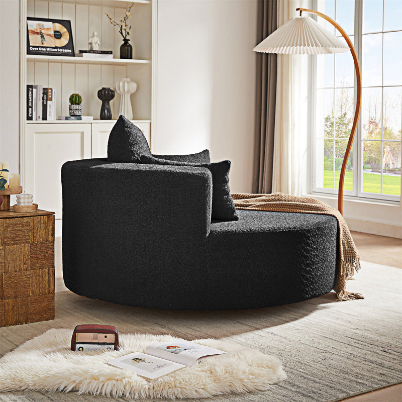 Chaise pivotante ronde avec coussins amovibles, Noir