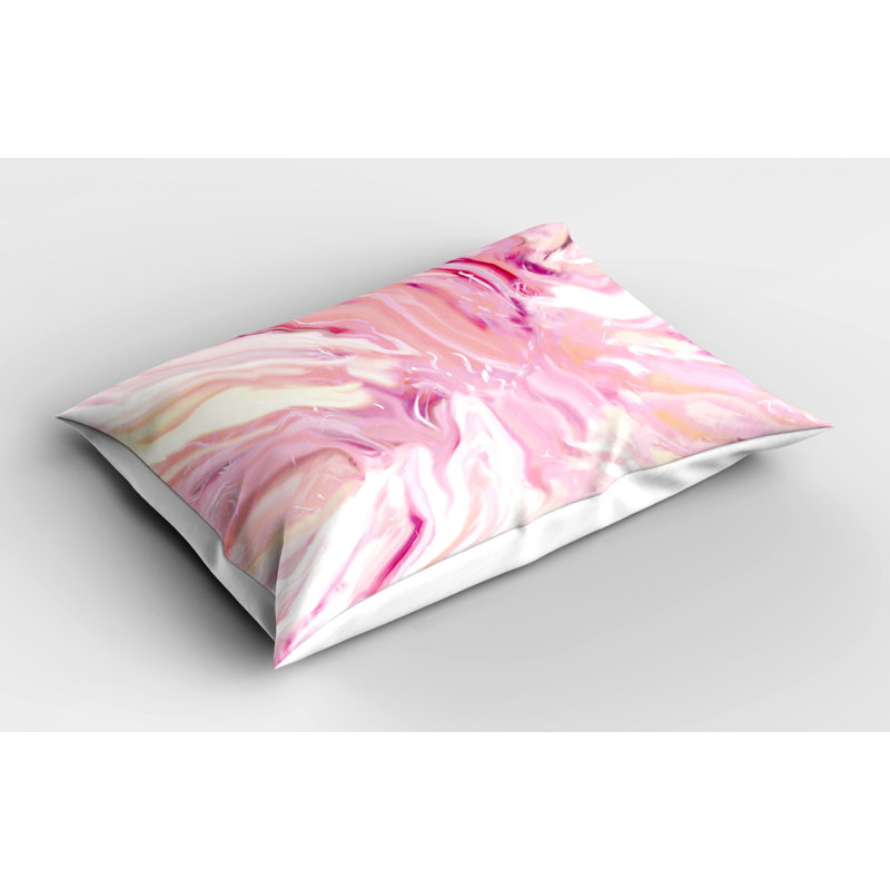 Pink/White Polyester Microfiber Piece Sham, Queen