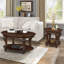 Table basse American avec tablette inférieure, pieds en bois d'hévéa massif, finition cerisier, 42 po