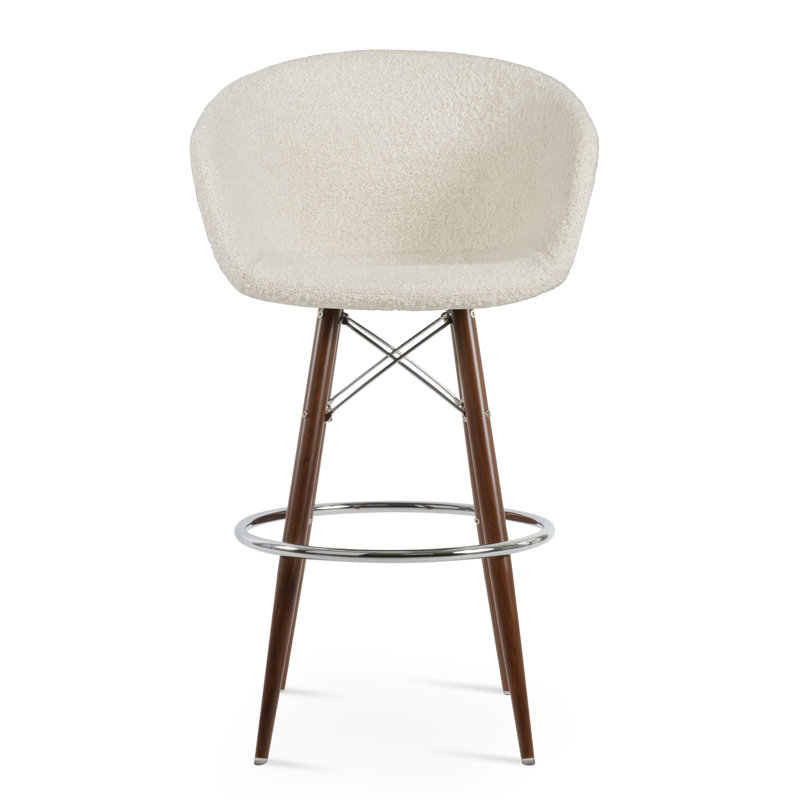 Tabouret de bar Tribeca, Blanc, Tabouret de bar (siège d'une hauteur de 28 po), Noyer