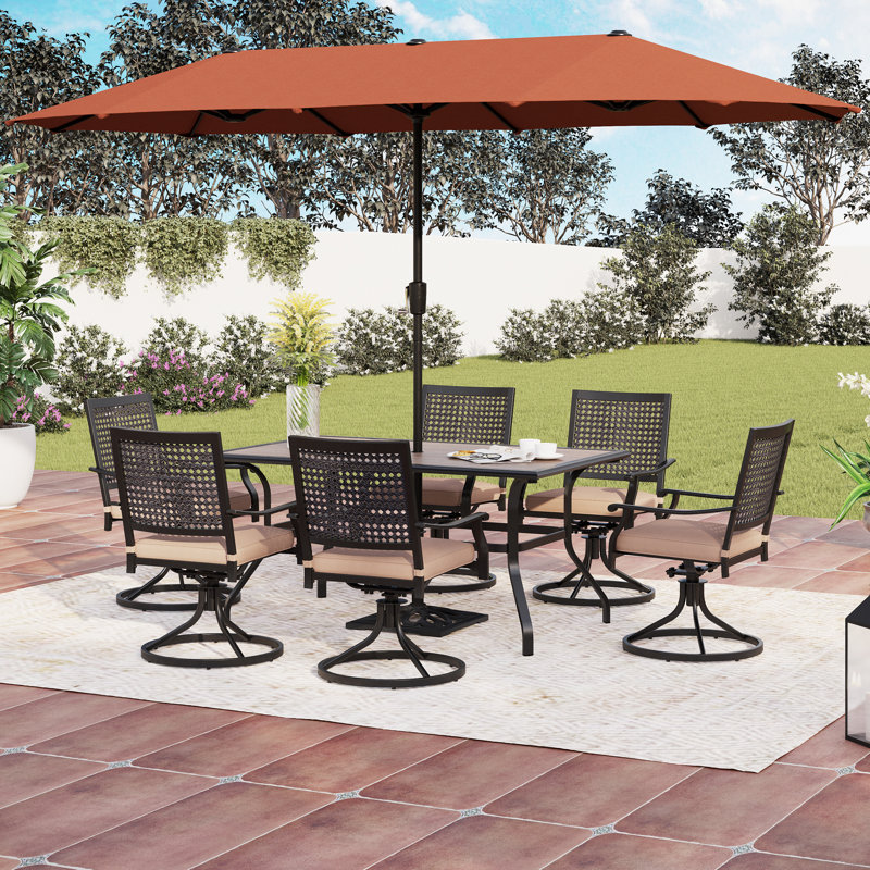Leonard 6 - Person Patio Dining Set with Rectangular Table , Cushions Included