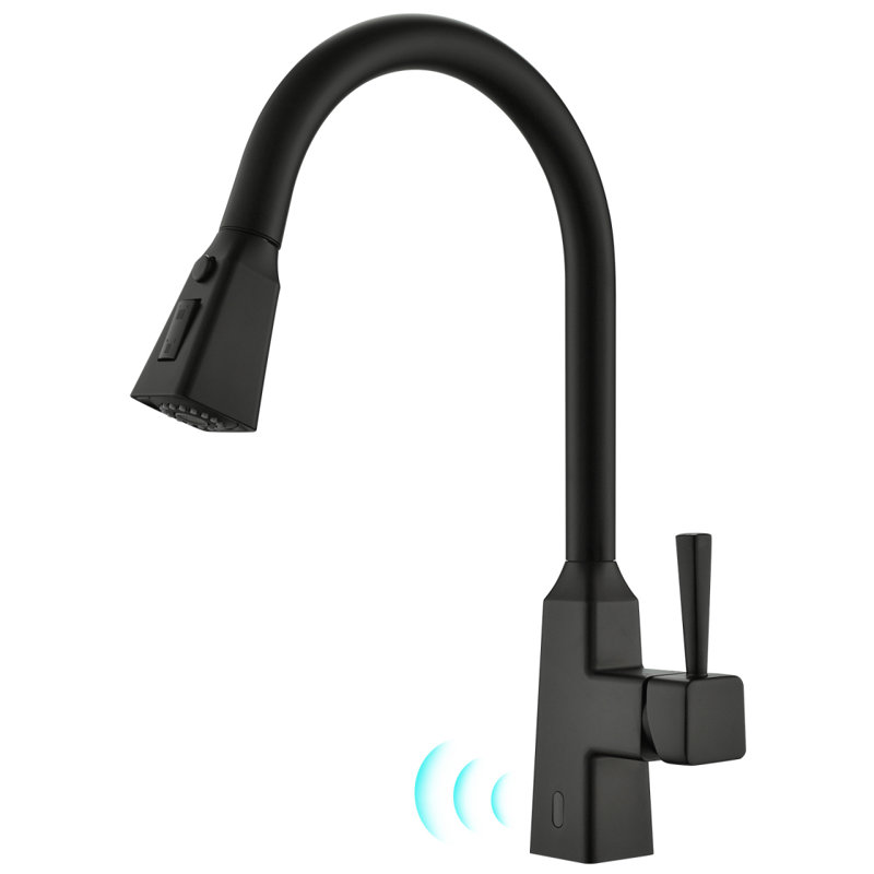Robinet de cuisine sans contact, mains libres, Noir