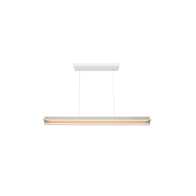 Nubis Linear Pendant -  White Washed Oak - White Canopy - Linear Canopy - Integrated LED, 3500 K