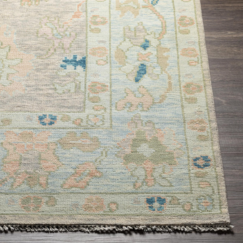 Ushak Hand Knotted Wool Area Rug in Pink, Rectangle 12' x 15'