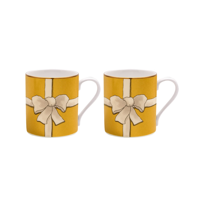 Ruban - or - ensemble de grandes tasses X 2