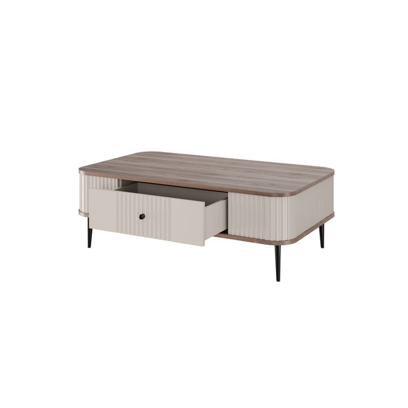 Dayzee Coffee Table with Storage, Cashmere/Nut Top/Black Base