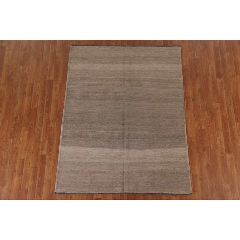 Grey Wool Kilim Modern Area Rug 5x6