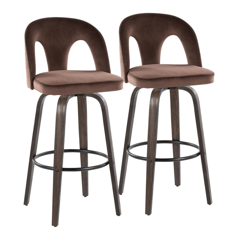 Tabouret de bar à hauteur fixe, Brun foncé / velours, Charbon/Noir