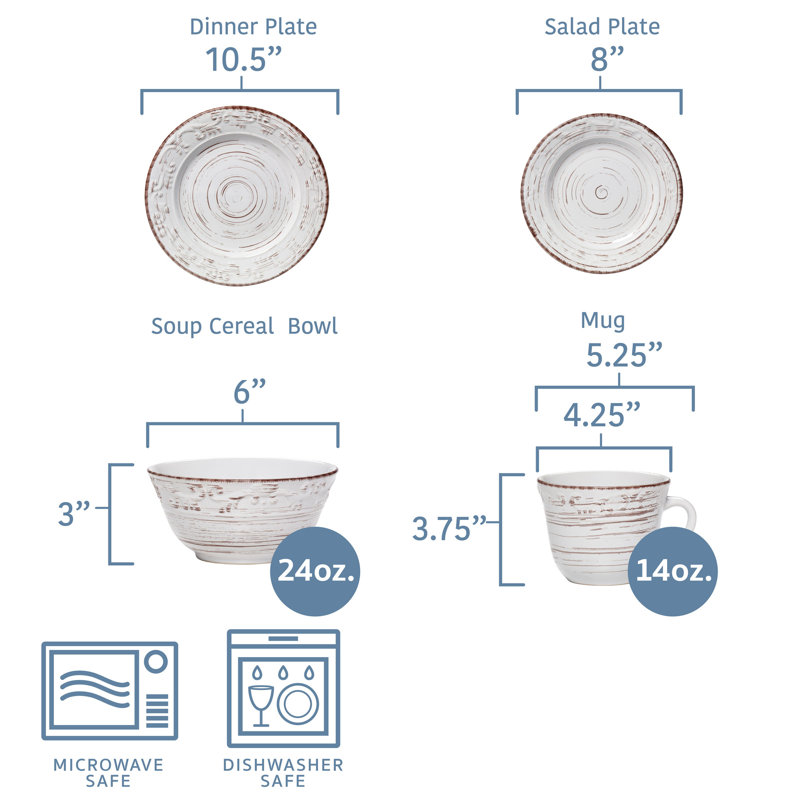 Pfaltzgraff Trellis 16-Piece Stoneware Dinnerware Set, Service for 4