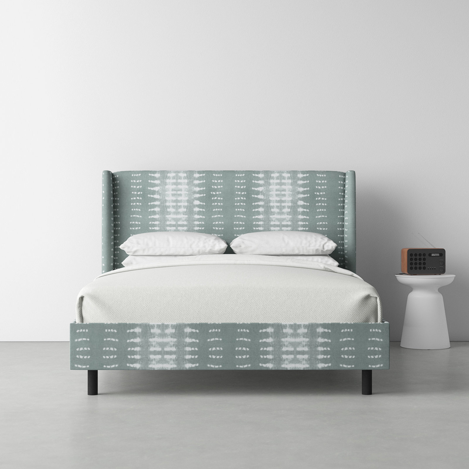 Lapa Wingback Bed, California King, Dotted Stripe Mist