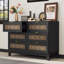 Commode en bois de style rustique avec 6 tiroirs, armoire de rangement pour chambre à coucher avec poignées en métal, noir-1870526896