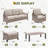 6-Piece Outdoor Patio Conversation Set, 3-Seater Sofa, 2 360° Swivel Rocking Armchairs, 2 Ottomans & Adjustable Coffee Table, Steel Frame with Wood-Grain Heat Transfer, Olefin Cushions for Patio, Backyard, Porch & Poolside