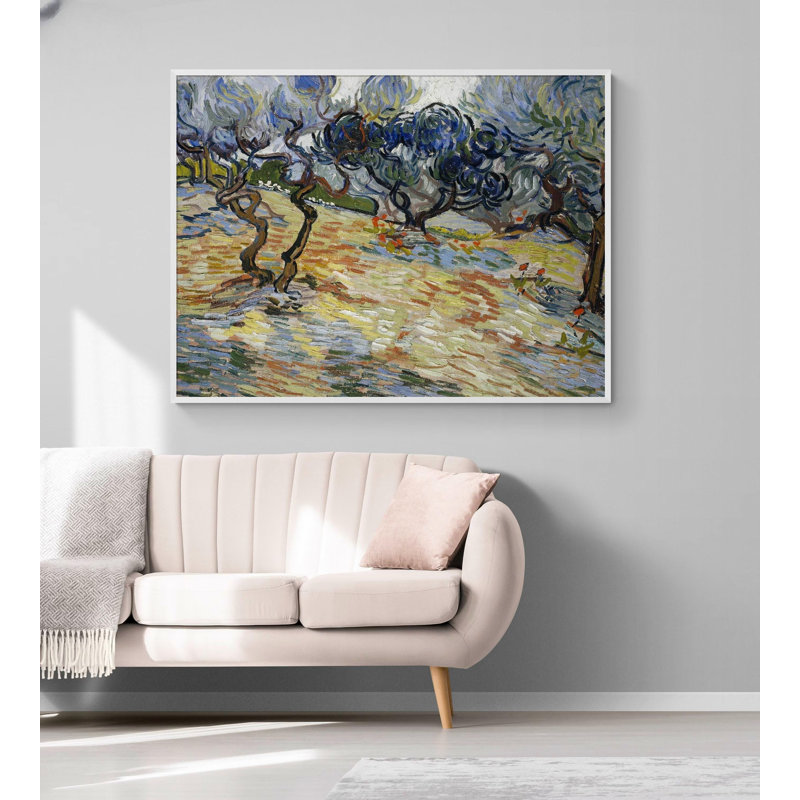 «Van Gogh Olive Trees Brigh Blue Sky», reproduction d'art encadrée par Vincent Van Gogh, reproduction d'arbre d'olivier, art mural encadré
