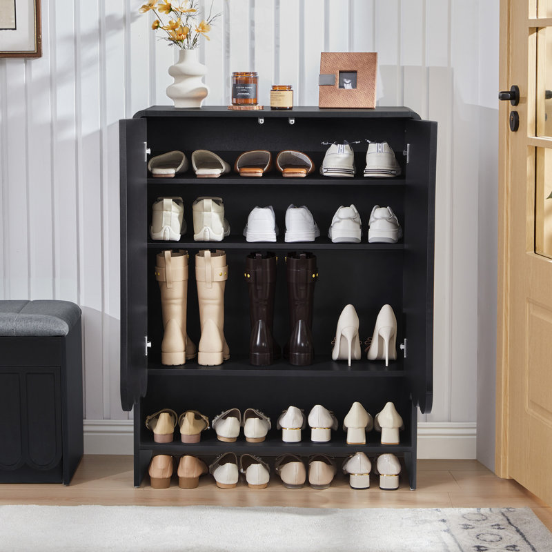 Armoire de rangement pour chaussures 24 paires avec tablettes réglables, Noir