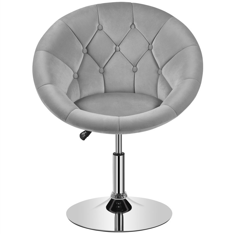 Upholstered Swivel Tufted Barrel Chair, Grey