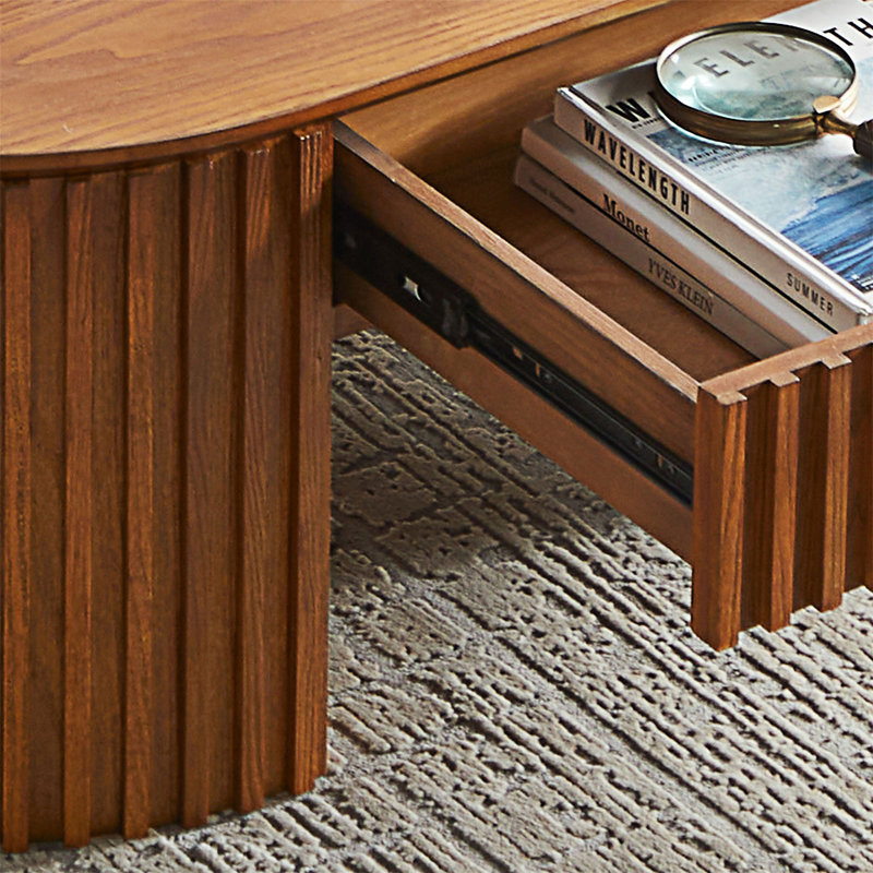 Table basse en bois avec tiroir, Brun