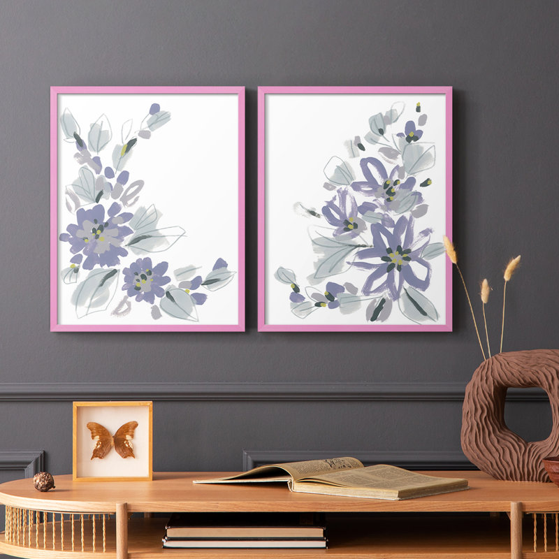 Periwinkle Patch III - reproduction encadrée de qualité supérieure - prête à être accrochée - aucun clou requis - aucun clou requis