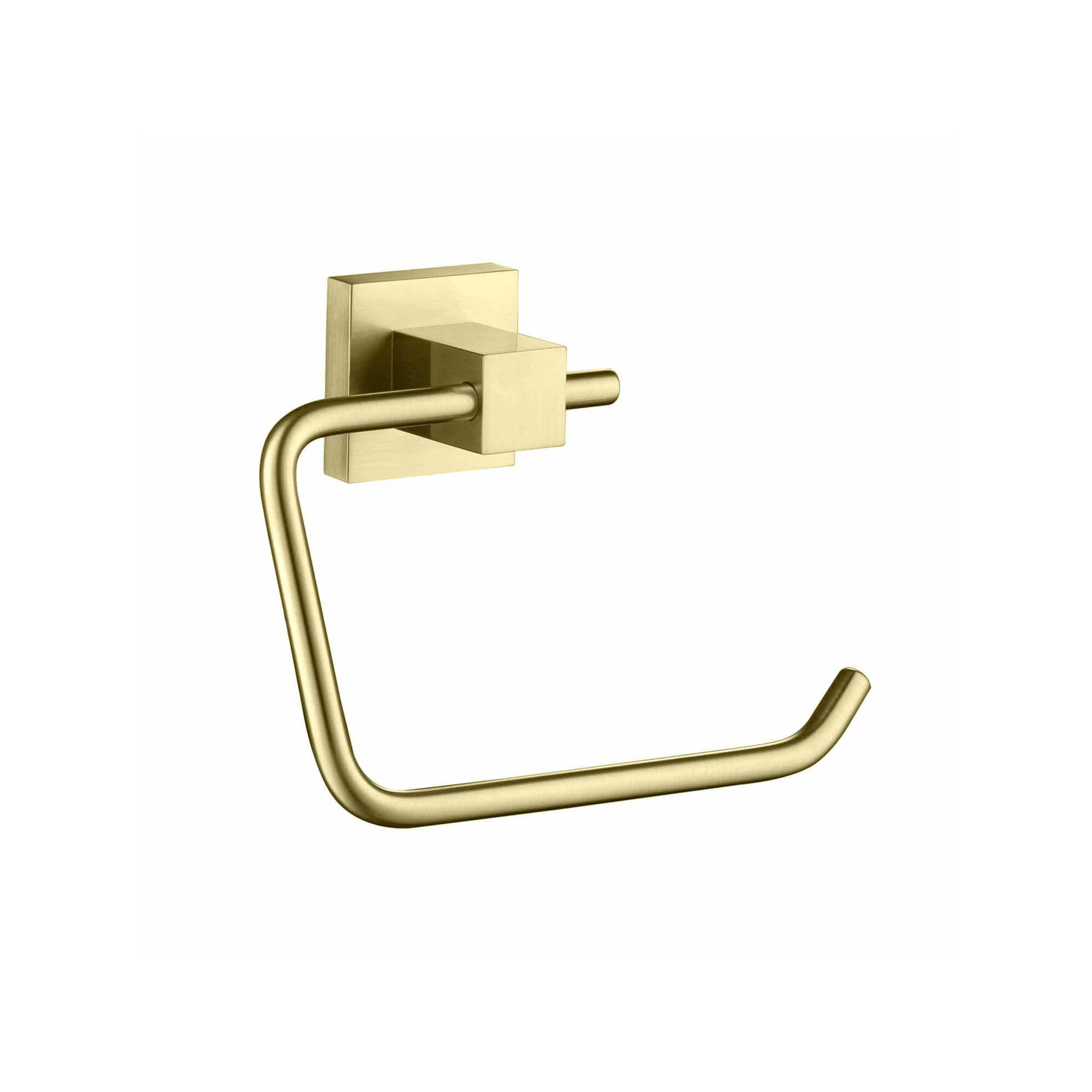 Cube Toilet Paper Holder, Brushed Gold