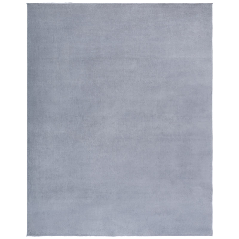 Tapis de couleur unie en polyester tissé à la machine en gris, Rectangle 8 pi x 10 pi