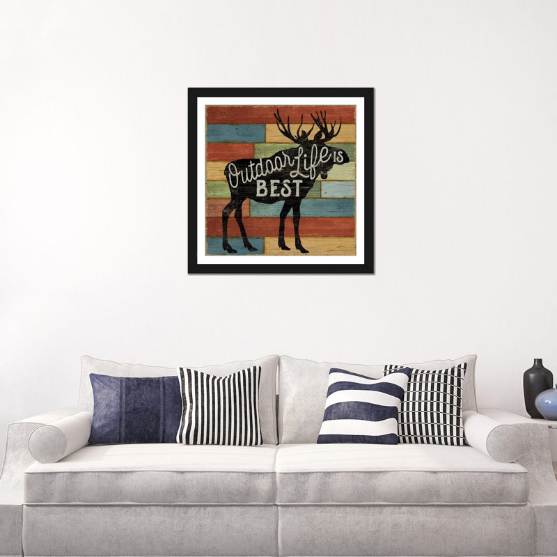 I, impression sur toile tendue Lake Lodge, Papier d'art encadré noir, Blanc, H 24 po x l 24 po x P 1 po