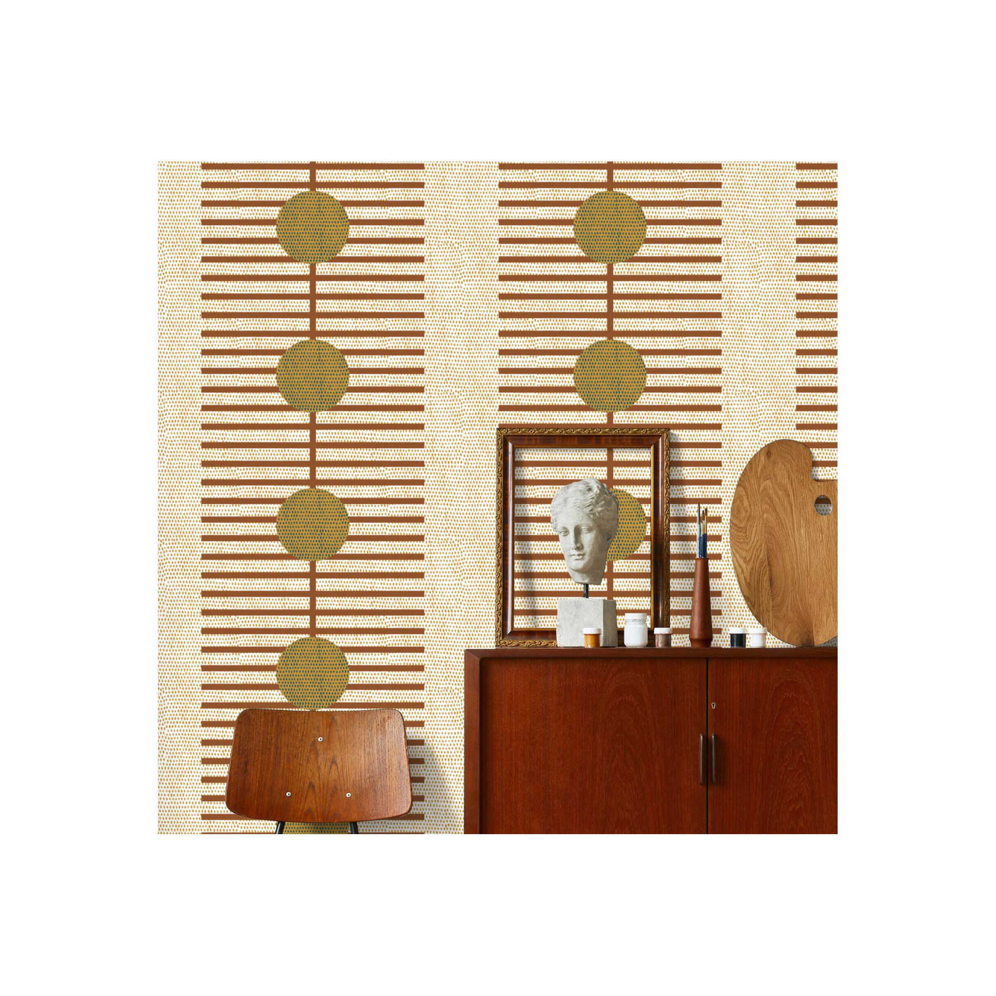 Nomalanga Peel & Stick Wallpaper Roll, Terracotta, Non-pasted