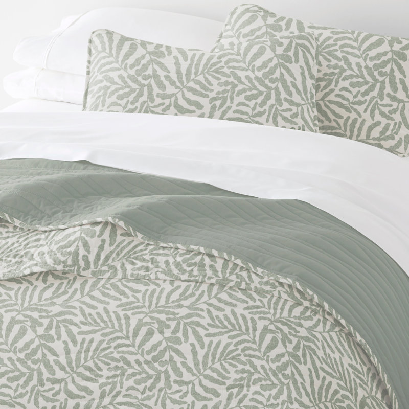 Twin Eucalyptus Reversible Microfiber Quilt Set