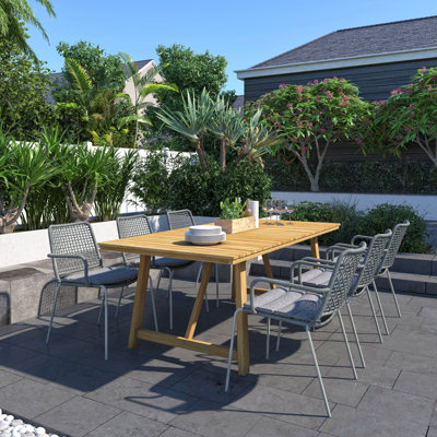 Anautica 6 - Person Eucalyptus Solid Wood Patio Dining Set Rectangular Table