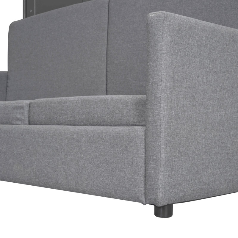 Grand lit escamotable mural avec coussin et tablettes