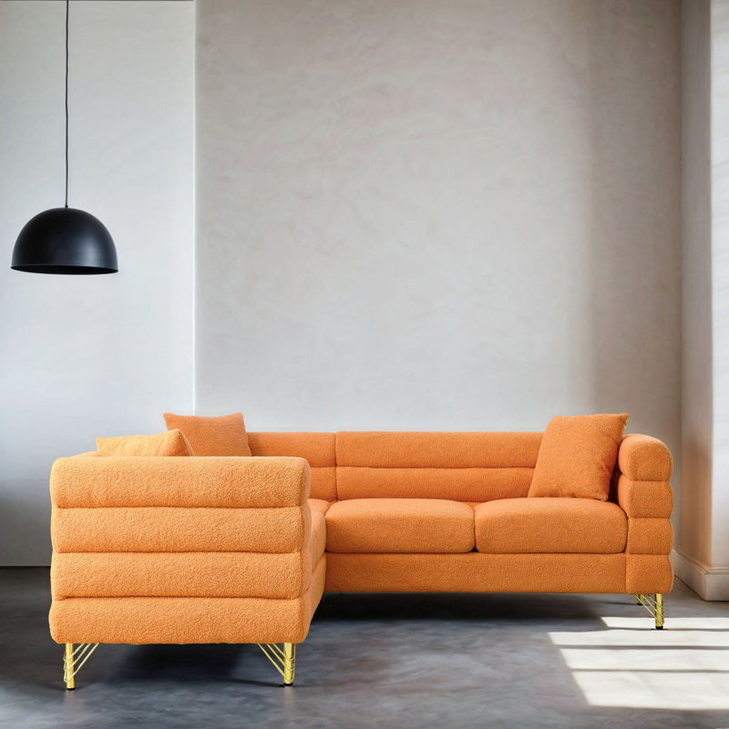Canapé modulaire rembourré 3 pièces AUFW834S00105, Mélange de polyester orange