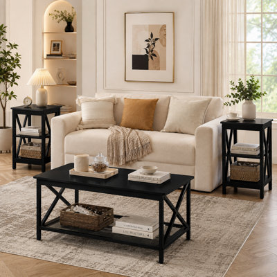 Ensemble de 3 tables basses Rustic