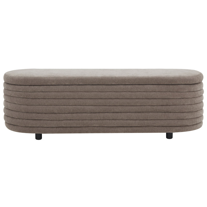 Delray Upholstered Flip Top Storage Bench, Brown Boucle