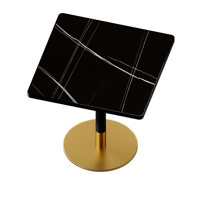 Table carrée bistro moderne tulipe 31,5 pouces avec plateau en faux marbre, facile à assembler, structure en métal robuste
