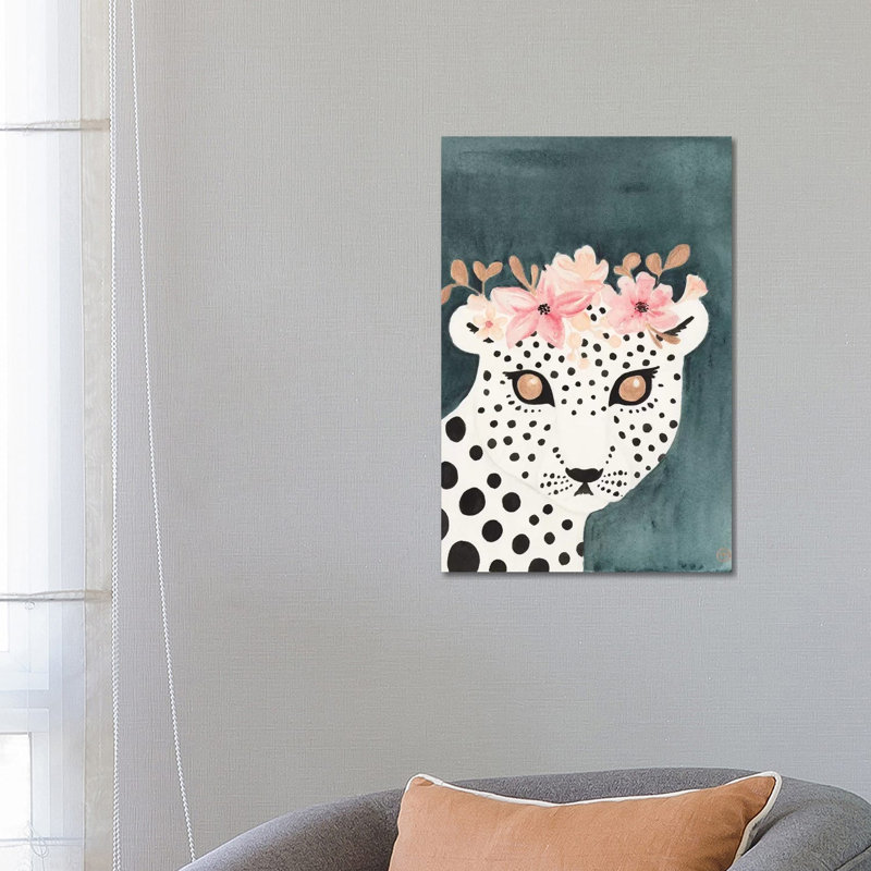 Flower Crown Leopard by CreatingTaryn - Wrapped Canvas Painting, 66.04 cm H x 45.72 cm W
