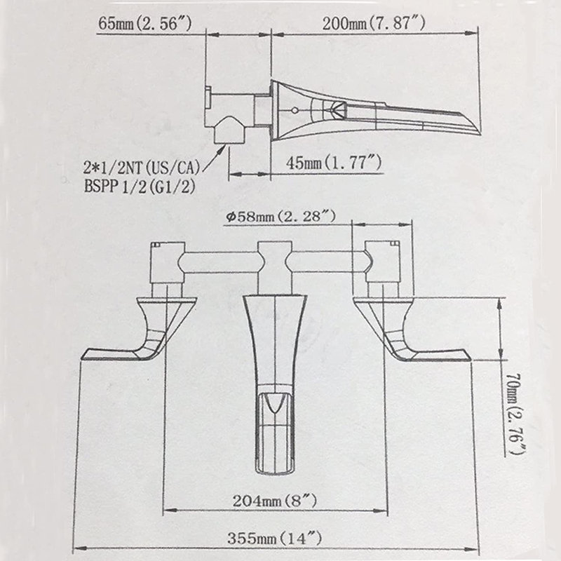 2-handle Bathroom Faucet, Brushed Gold