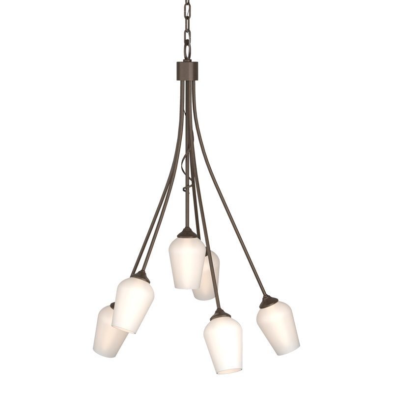 Flora 6 - Light Shaded Geometric Chandelier, Opal, Bronze