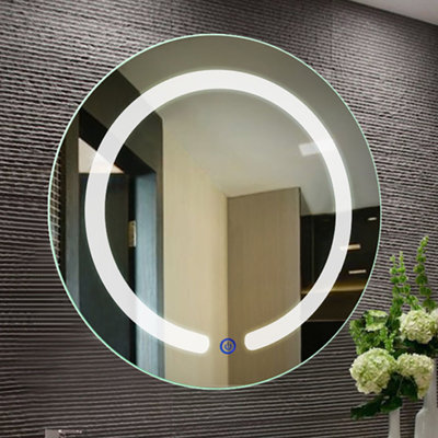 Georgiena Wall Mounted Makeup Round Bathroom Mirror With LED Light and Touch Function