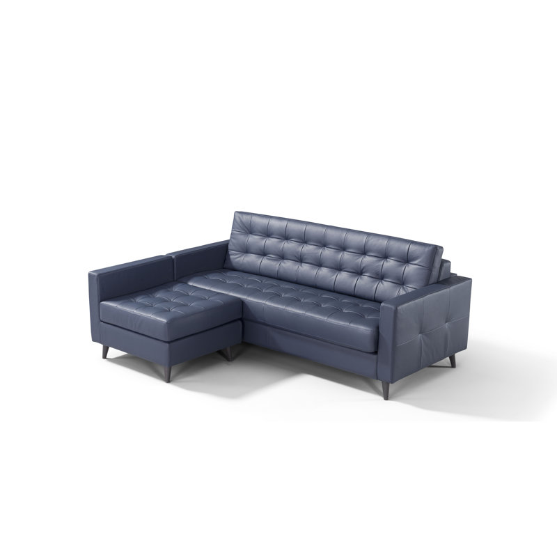 Belmonte 2 - Piece Leather Sectional, Dark Blue