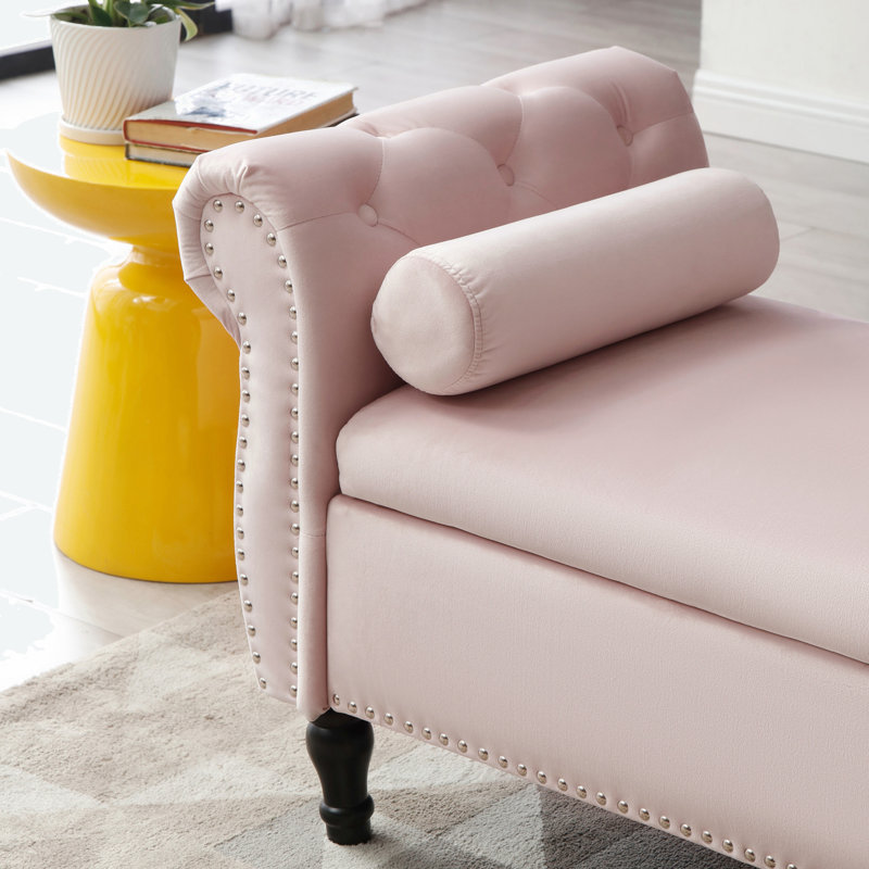 McCrackin Velvet Ottoman, Light Pink Velvet