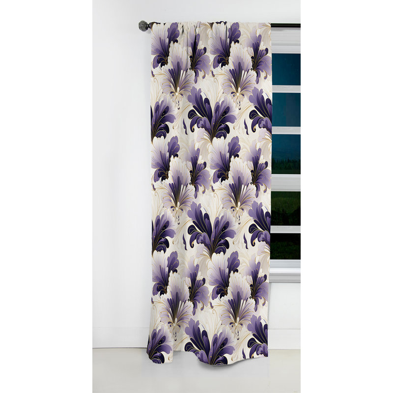 Damask Purple And White Art Deco Pattern I - Damask Curtain - Blackout Curtain - 1 Panels, 52" W x 84" L